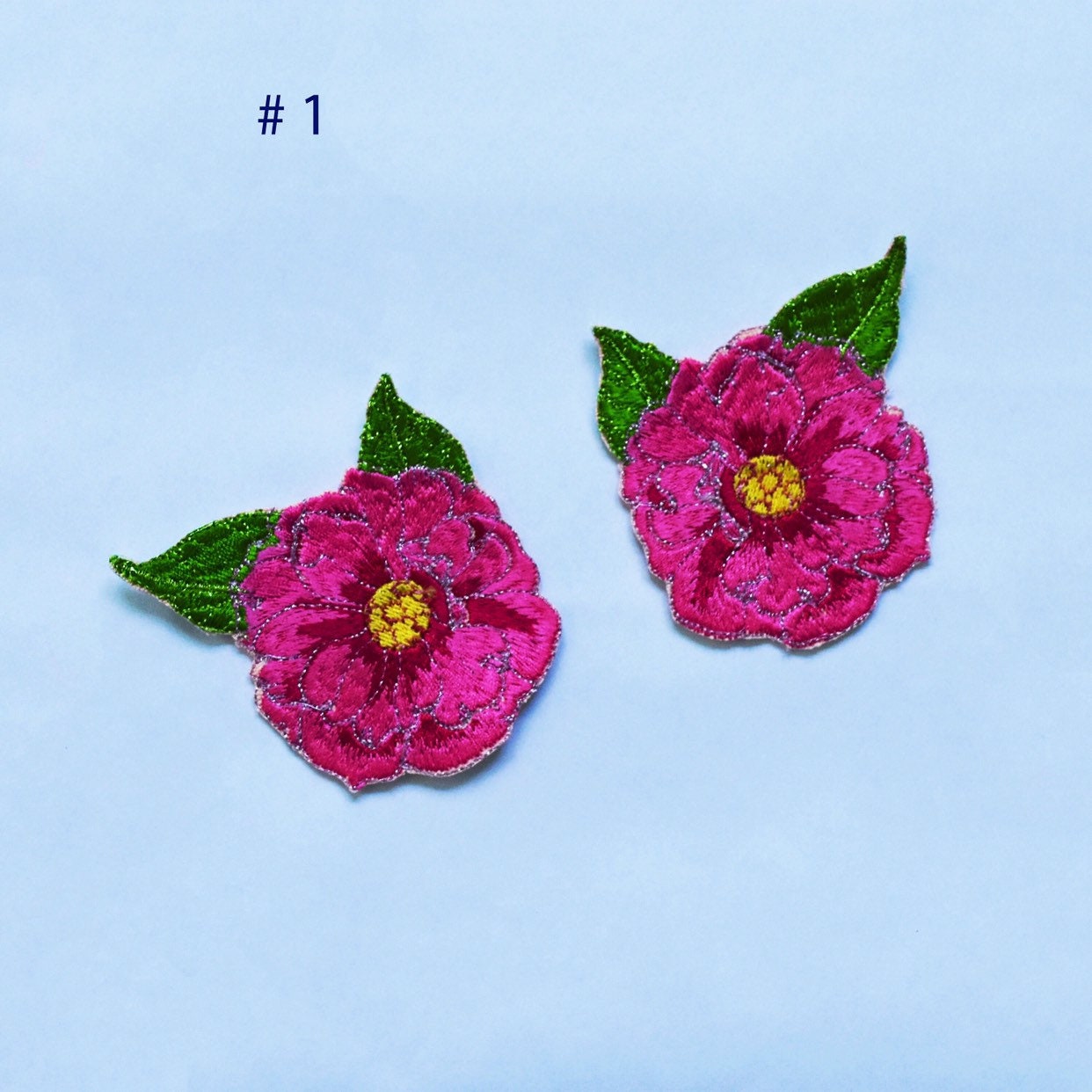 Roses With Metallic Thread Accent Pair of Two Custom Color - Etsy