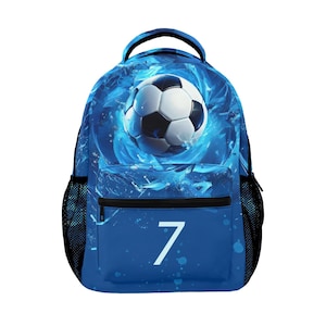 Sac à dos design ballon de football, retour à l'école, numéro de joueur de football personnalisé