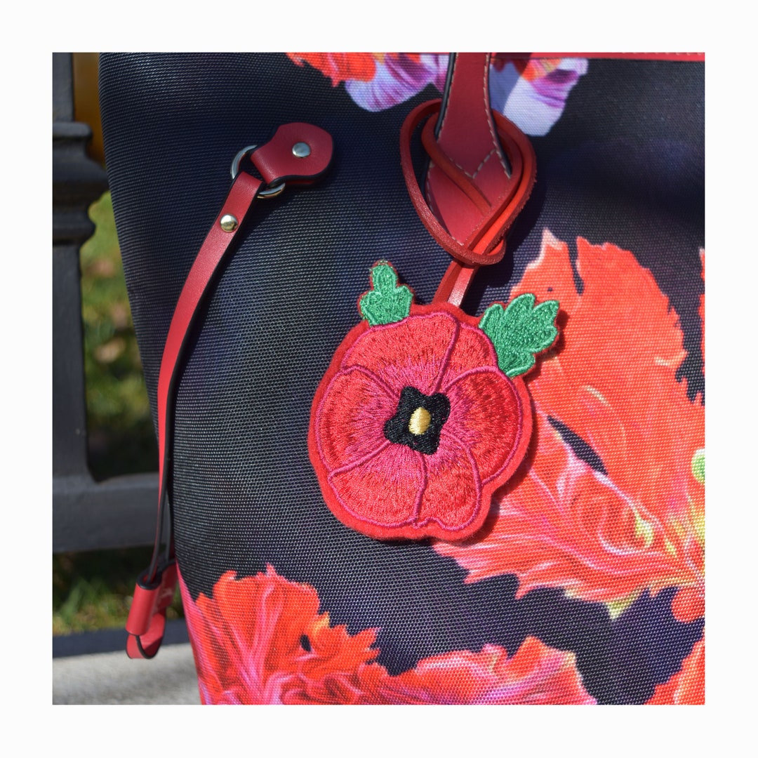 Red Poppy Flower Bag Charm, Decoration for Bags, Thank You