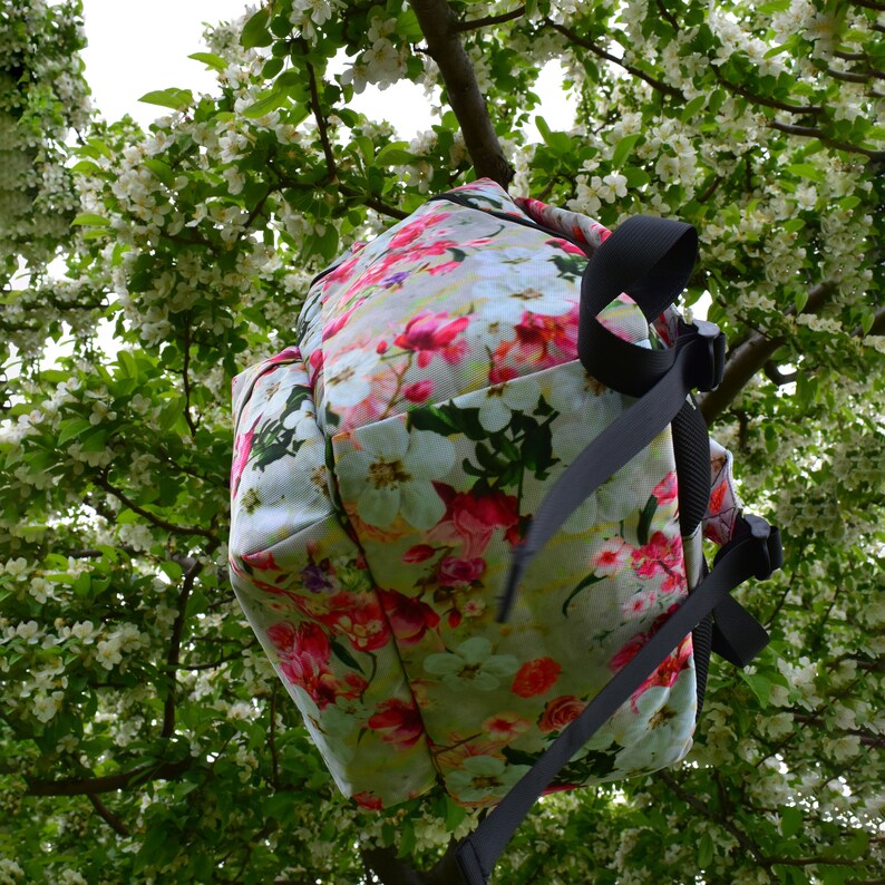 Pink Cherry Blossom Backpack Beautiful Floral Print Rucksack Spring Bookbag for Nature Lovers