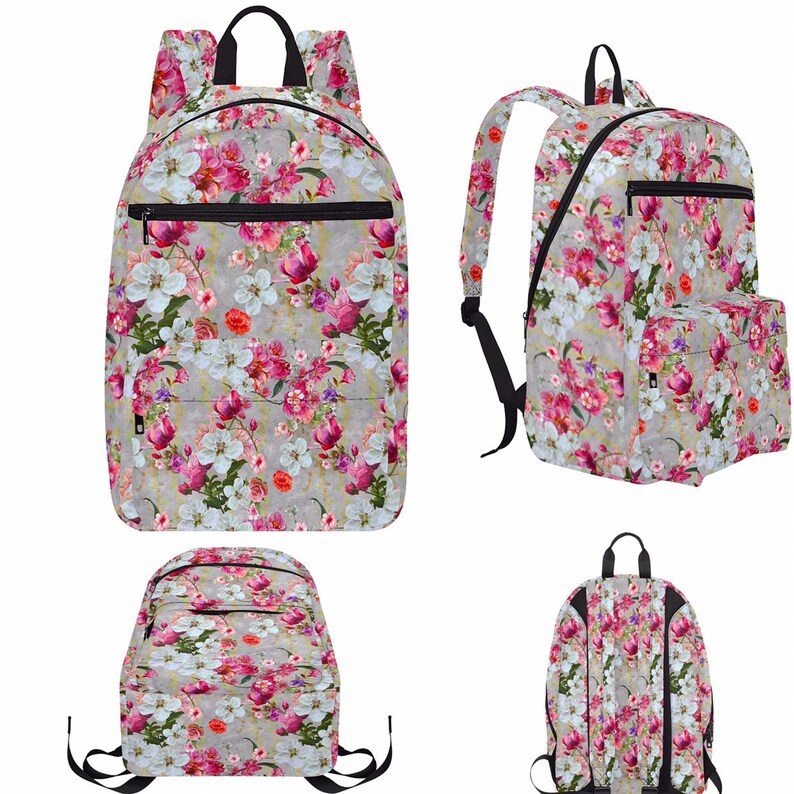 Pink Cherry Blossom Backpack Beautiful Floral Print Rucksack Spring Bookbag for Nature Lovers