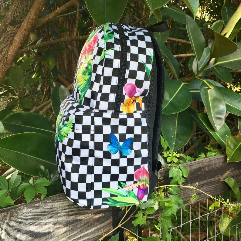 Tropical Checkered Backpack - Etsy