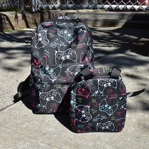 Ensemble de retour à l'école Gaming Design pour garçons, sac à dos, sac à lunch et trousse