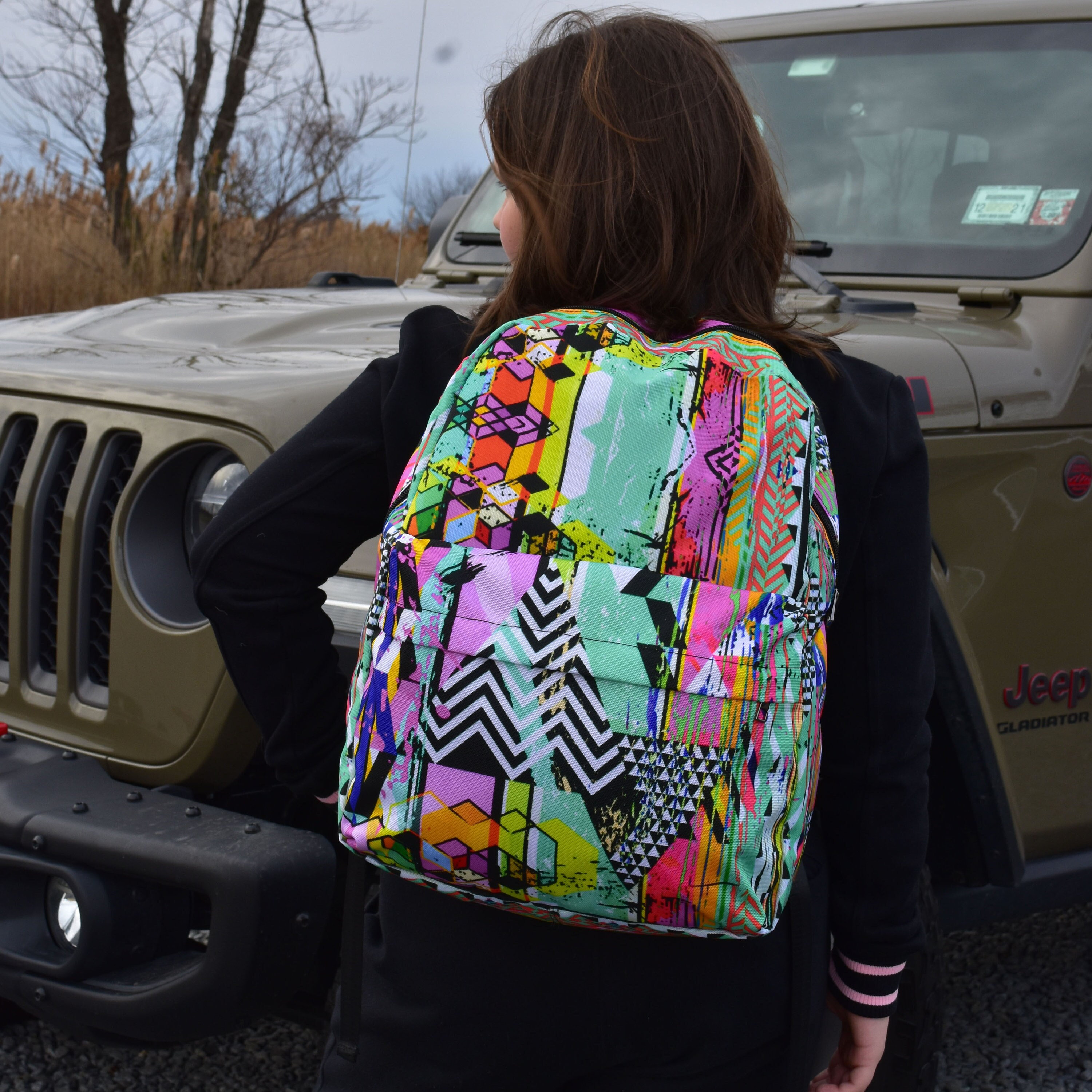 Abstract Pattern Backpack Abstract Design Backpack, Back to School Colorful Design Bookbag, Cool ...