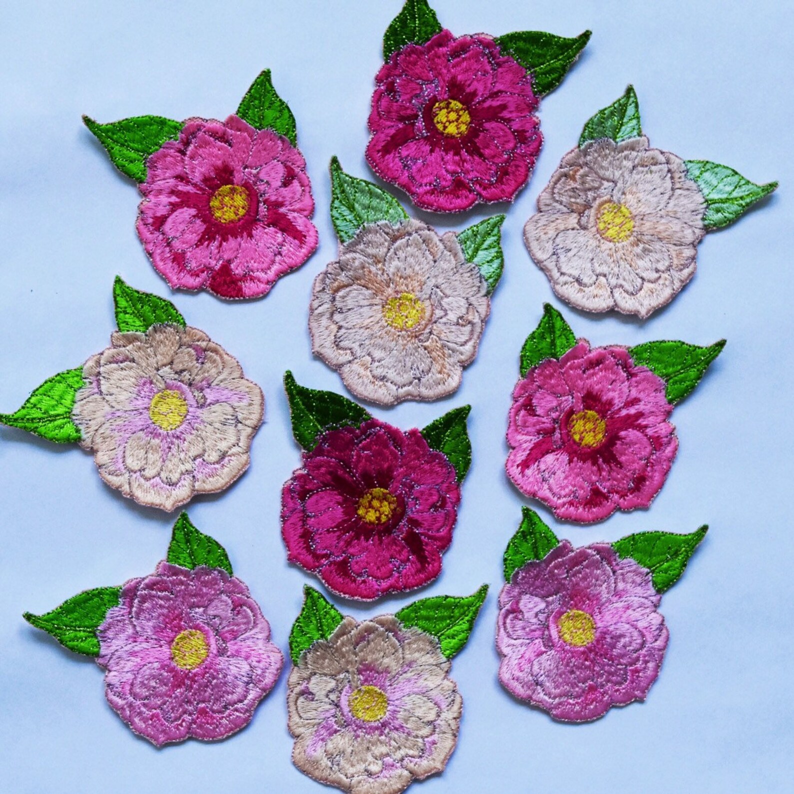 Roses With Metallic Thread Accent Pair of Two Custom Color - Etsy