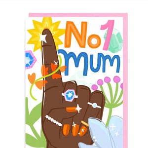 Biglietto d'auguri per la mamma n. 1, festa della mamma, floreale, multicolore, dipinto, artistico, arte, artista, fiori, mamma numero uno, mamma numero uno