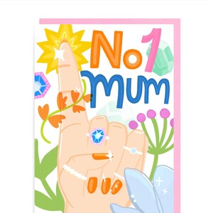 Biglietto d'auguri per la mamma n. 1, festa della mamma, floreale, multicolore, dipinto, artistico, arte, artista, fiori, mamma numero uno, mamma numero uno