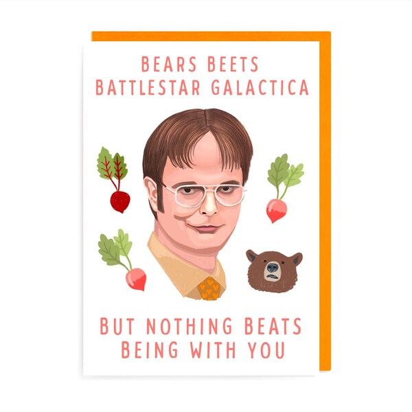 Dwight Anniversary Card, The Office Love Anniversary Funny Cute Schrute Farms Rainn Wilson American Bears Beets Battlestar Galactica