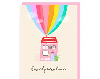 Pride Rainbow Housewarming Card, New Home, House, Illustration