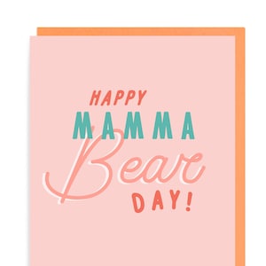 Mamma Bear Card, Festa della mamma, Tipografia rosa bianco rosso, Bella calligrafia in miniatura