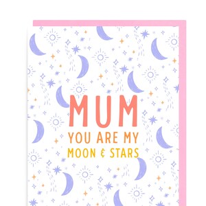 Muttertags-Mond und Sternenkarte, Mamas Tag, Danke Mama, Danke Mama, erstaunliche Mutter, Nummer Eins, herzliche süße Liebe Typografie