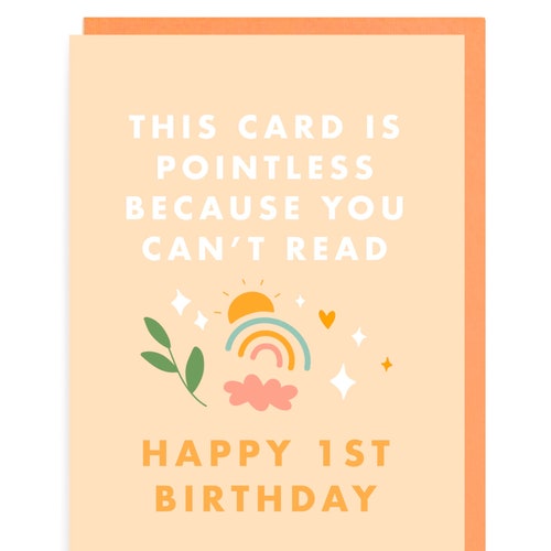 Pointless First Birthday Card Funny Joke Cute Baby 1st One - Etsy Denmark Pointless First Birthday Card Funny Joke Cute Baby 1st One - Etsy Denmark