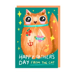 Carte de fête des pères chat, de la part du chat, papa papa da pappa mignon roux noir brun blanc gris chaton animal de compagnie