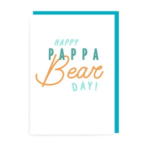 Carte ours pappa, fête des pères, papa papa mignon, numéro un, typographie père amour bleu orange, doux classique, cool da numéro un, drôle