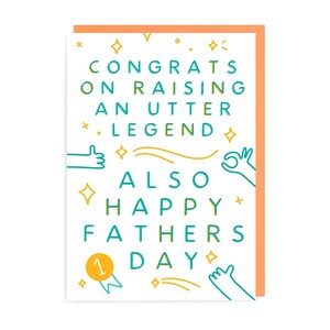 Biglietto d'auguri leggendario per la festa del papà, pollice in su, battuta divertente, umorismo sciocco, commedia sarcastica