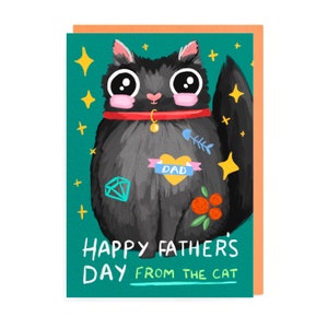 Carte de fête des pères chat, de la part du chat, papa papa da pappa mignon roux noir brun blanc gris chaton animal de compagnie