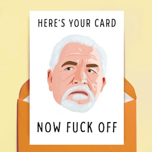 Tarjeta de sucesión, tarjeta de Logan Roy, cumpleaños, aniversario, San Valentín, divertida, escocesa, estadounidense, grosera y malsonante