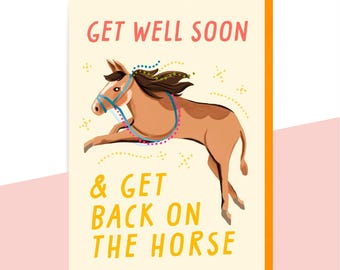 Get Well Soon Horse Card – Cottage Core Pony Illustration