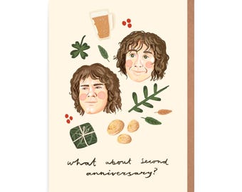 Lord of the Rings Anniversary Card - 2 Years - Hobbits - Merry and Pippin