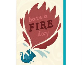 Dragon Celebration Card - Fantasy Fire Birthday - All Occasions