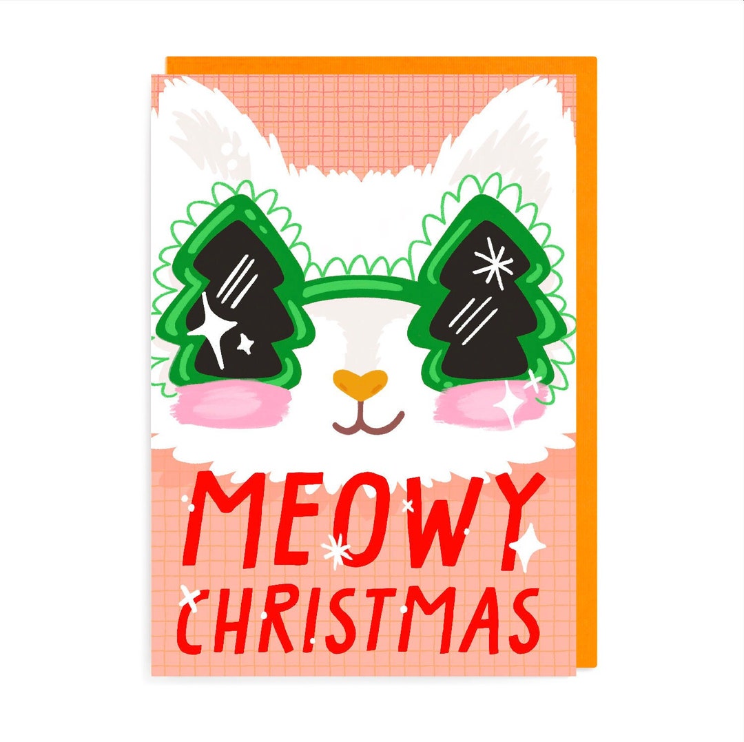 Cool Cat Christmas Card | Christmas Tree Sassy Sunglasses | Pun Meowy ...