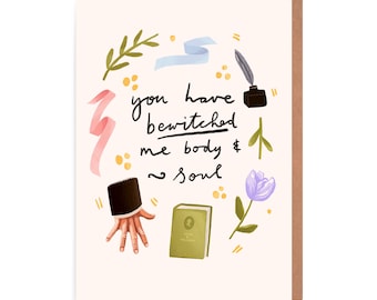 Pride and Prejudice Love Card - Mr Darcy Quote - Jane Austin - Original Illustration