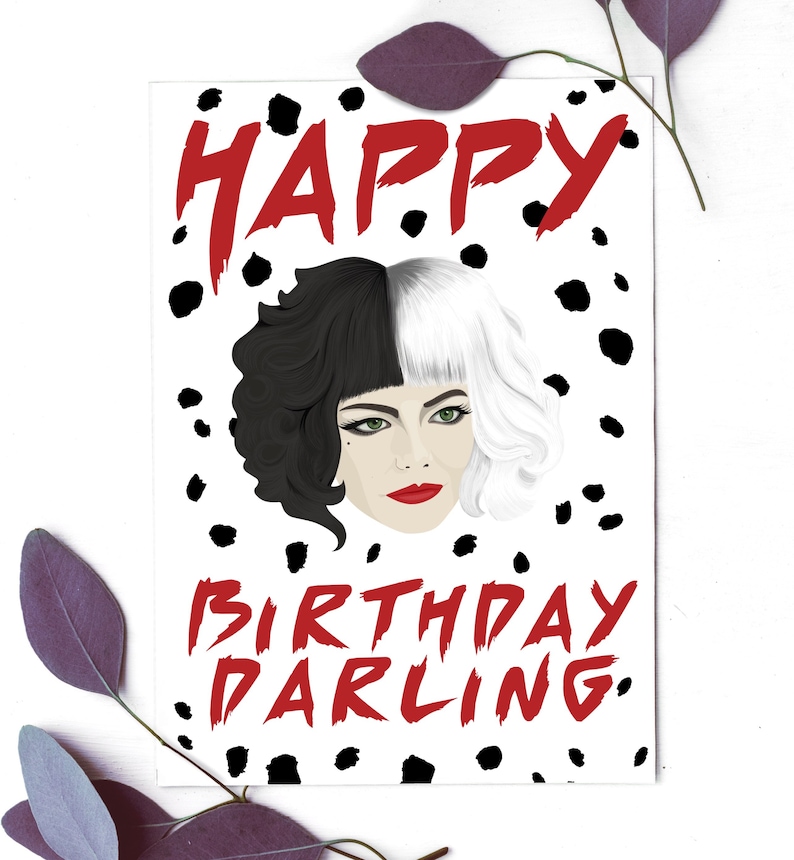 Cruella Birthday Card Disney Darling Emma Stone Movie | Etsy