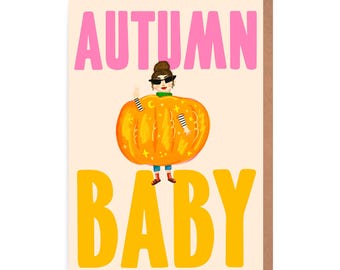 Autumn Birthday Card - Pumpkin Scorpio Libra - Fall Season