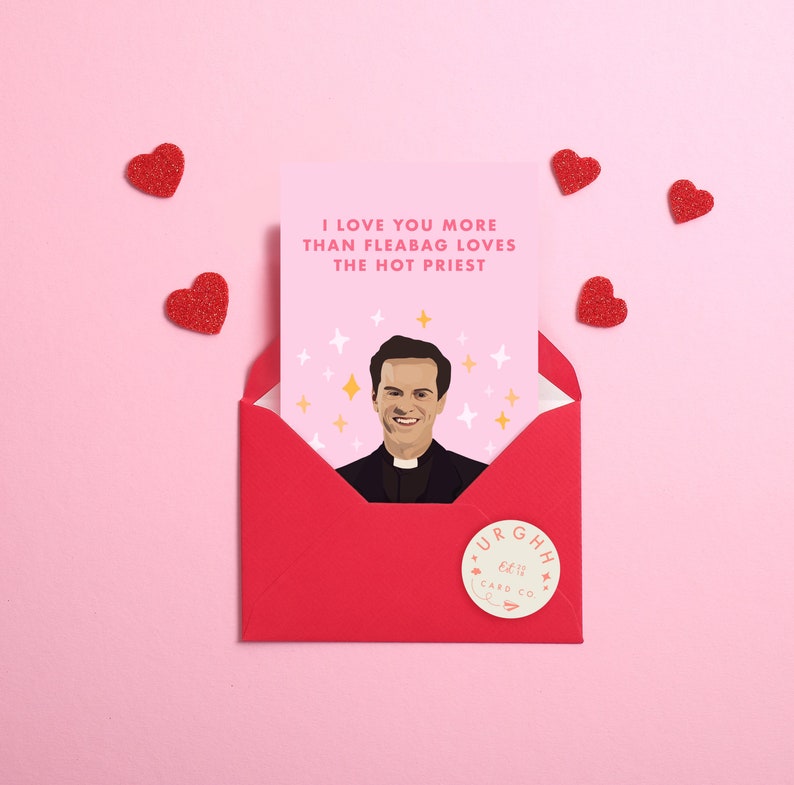 Fleabag Hot Priest Card Screenwriter Phoebe Waller-bridge Play Book Love Cute Boo TV Show Comedy Funny Sparkles Gin Fox Andrew Scott