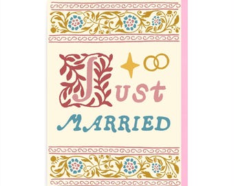 Medieval Wedding Card - Congratulations - Just Married - Fantasy Floral
