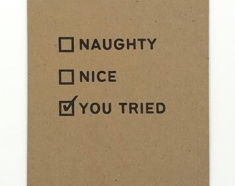 Funny Christmas Cards Funny Holiday Cards Card For Boyfriend Card For Christmas Christmas Cards Handmade Naughty Cards Sexy Cards upcycled