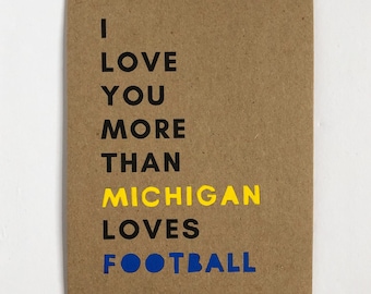Boyfriend Gift Personalized Michigan Football Gift Boyfriend Birthday Card Greeting Cards Handmade Michigan Wolverines Michigan Gifts