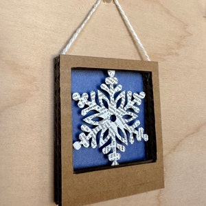 Snowflake Ornament, Winter Decor, Tiny Artwork, Small Art Prints, Shadow Box, Paper Art, Small Artwork, Small Gifts, Small Art Framed Collaged book page