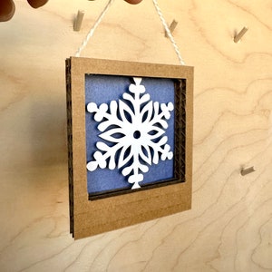 Snowflake Ornament, Winter Decor, Tiny Artwork, Small Art Prints, Shadow Box, Paper Art, Small Artwork, Small Gifts, Small Art Framed image 3