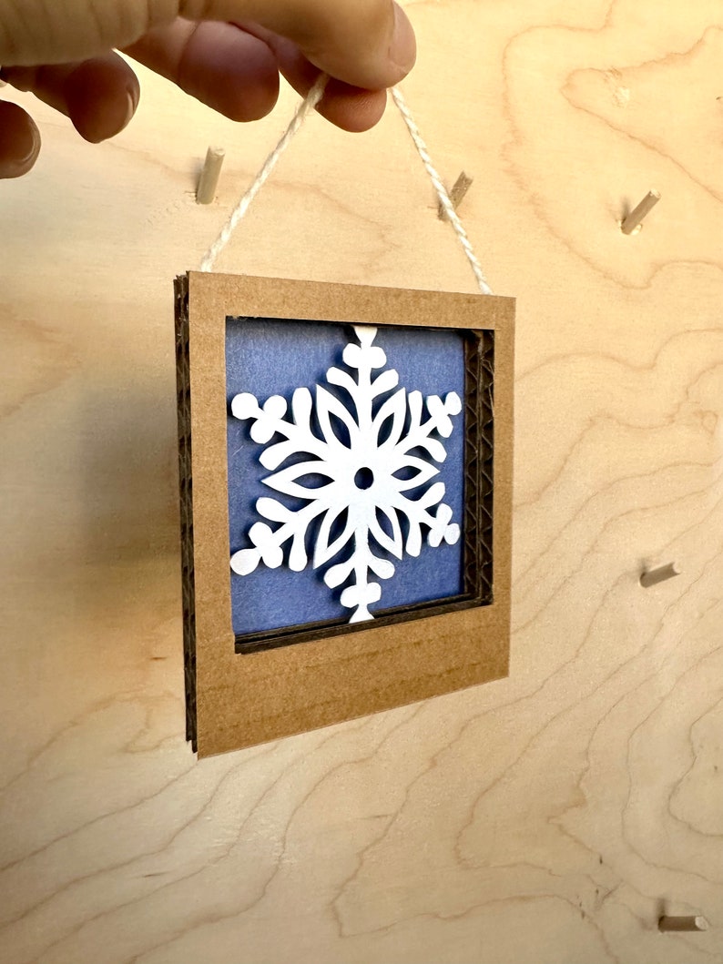 Snowflake Ornament, Winter Decor, Tiny Artwork, Small Art Prints, Shadow Box, Paper Art, Small Artwork, Small Gifts, Small Art Framed image 3
