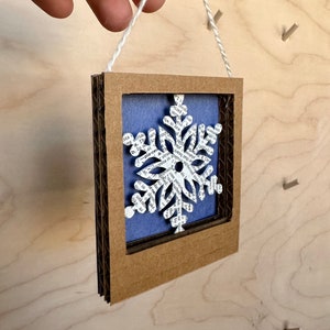 Snowflake Ornament, Winter Decor, Tiny Artwork, Small Art Prints, Shadow Box, Paper Art, Small Artwork, Small Gifts, Small Art Framed image 6