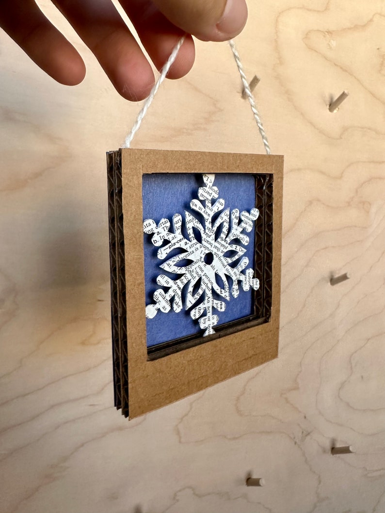 Snowflake Ornament, Winter Decor, Tiny Artwork, Small Art Prints, Shadow Box, Paper Art, Small Artwork, Small Gifts, Small Art Framed image 6