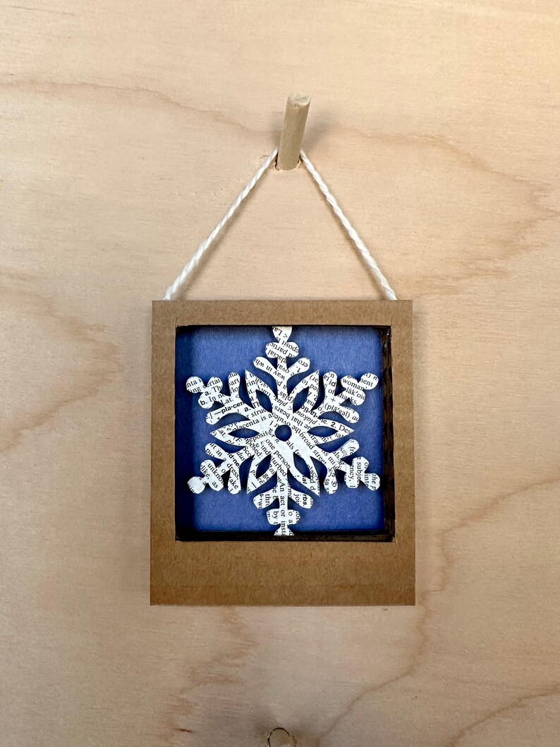 Snowflake Ornament, Winter Decor, Tiny Artwork, Small Art Prints, Shadow Box, Paper Art, Small Artwork, Small Gifts, Small Art Framed image 5