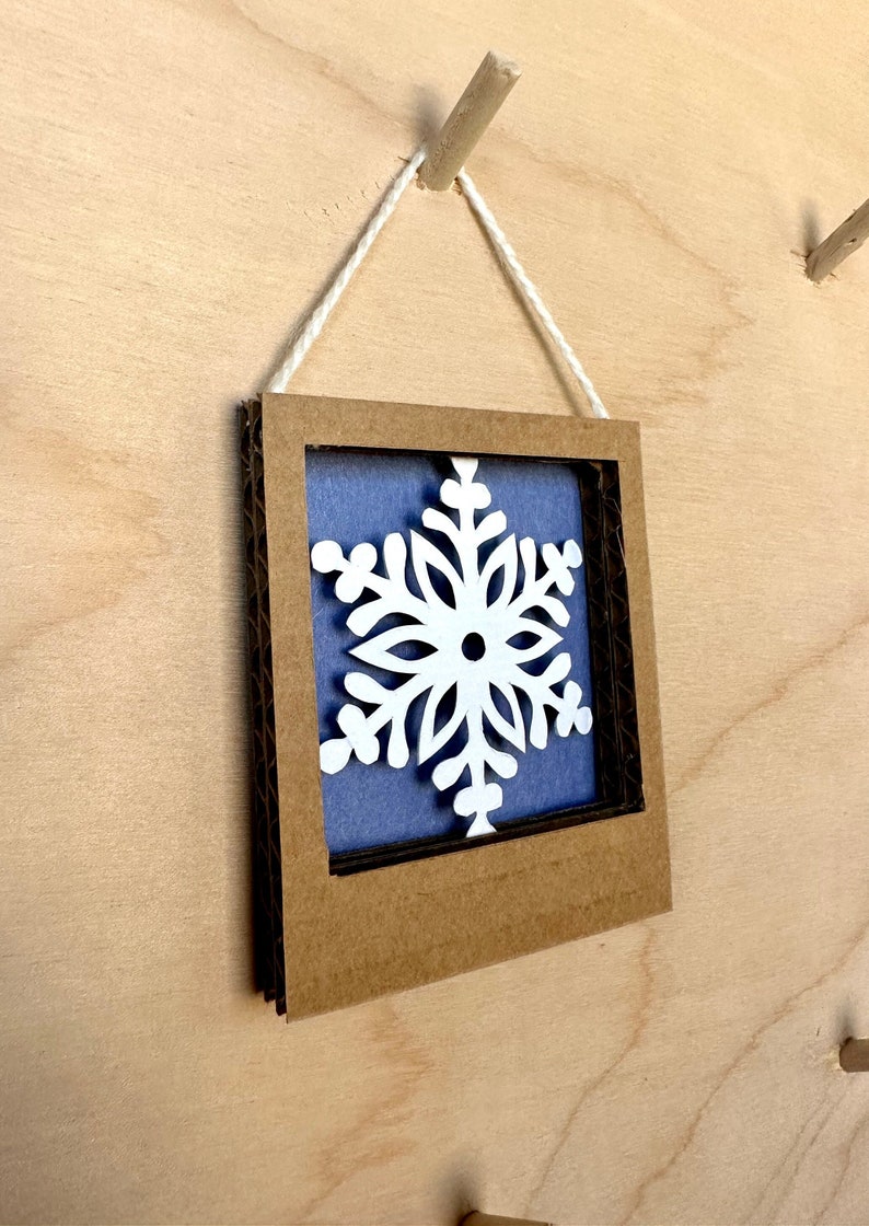 Snowflake Ornament, Winter Decor, Tiny Artwork, Small Art Prints, Shadow Box, Paper Art, Small Artwork, Small Gifts, Small Art Framed Plain white