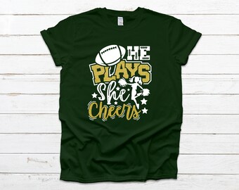 He Plays She Cheers Tee