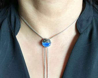 Mother's day gift for Mom, Long bolo necklace, Bolo tie necklace, Choker Necklace, Knot necklace, Bolo choker, Minimal Chain lariat necklace