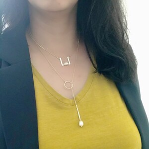 Collier carré dor, collier dor délicat, collier de superposition délicat avec pierre, collier géométrique dor, collier minimaliste image 2