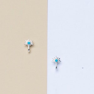 Turquoise hoops, Huggie hoops, Tiny hoops turquoise, Tiny gold hoops, Cute Earrings, Dainty hoops, Cartilage hoop, Turquoise hoop earrings