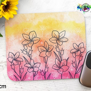 Flowers on Gradient Watercolor Mouse Pad