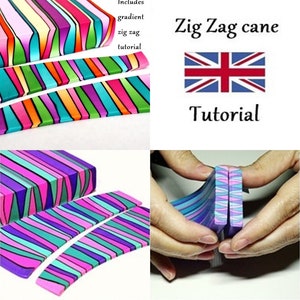 Polymer clay tutorial: Fimo Zig Zag cane, Zig Zag cane tutorial, Polymer technique tutorial, Fimo tutorial, Cane tutorial