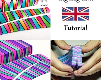 Polymer clay tutorial: Fimo Zig Zag cane, Zig Zag cane tutorial, Polymer technique tutorial, Fimo tutorial, Cane tutorial