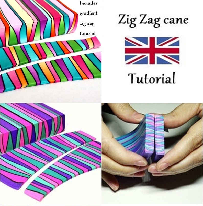 Polymer Clay Tutorial Fimo Zig Zag Cane Zig Zag Cane Etsy