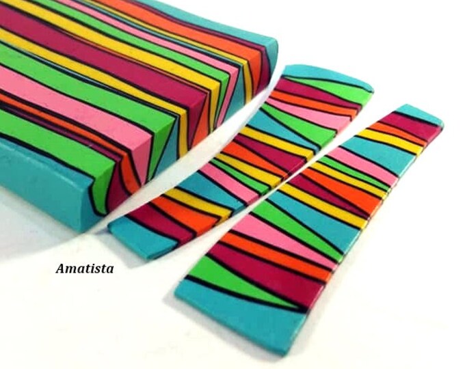 Polymer Clay Cane: Stripes Cane Colorful Cane Vibrant - Etsy