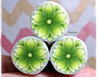 Polymer clay ﬂower cane: Raw polymer clay cane - Milleﬁori cane supplies - Green ﬂower cane - Supplies for jewelers