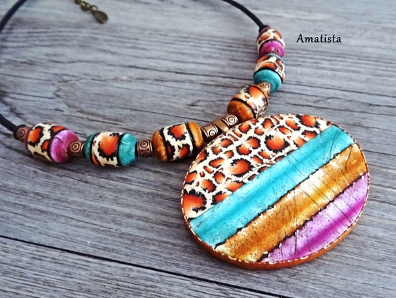 leopard print statement necklace